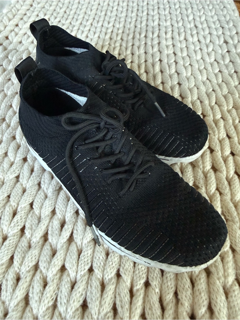 Women’s Propét Black Knit Lace-Up Athletic Sneakers